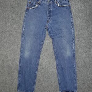 Levis 501 Jeans Men 36x35 Blue Straight Classic Button Fly Medium Wash Tag 38x38